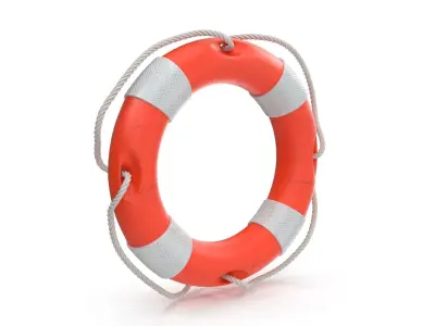 Orange Lifebuoy Low-poly 3D model