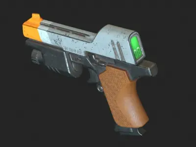 Sci-fi Gun Low-poly 3D model 2