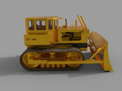 3D Bulldozer Low Poly Low-poly 3D model
