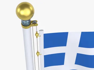 GreeceFlagStandPoleAnimated 3D model