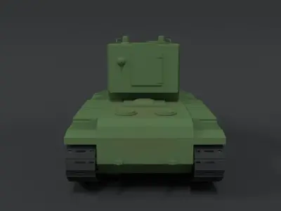 Low Poly Cartoon KV 2 Tank Low-poly 3D model