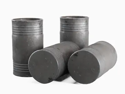 Old Steel Barrel 07 Low-poly 3D model