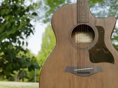 Realistic Acoustic Guitar - Custom Design 3D model