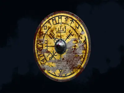 Viking shield 5 - Bloodied Relic Low-poly 3D model