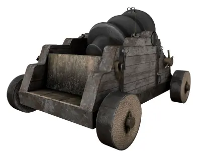 15th Century Mortar Cannon Rusty Low Poly  Low-poly 3D model