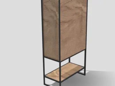 Industrial wooden rectangular closet with black metal structure 3D model purchase