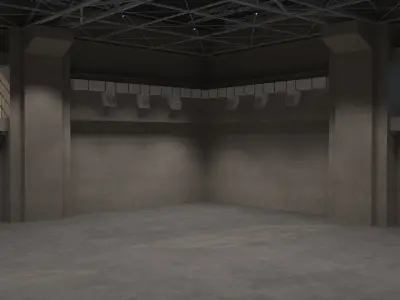 Hall 2 3D low poly - Multifunctional hall Low-poly 3D model