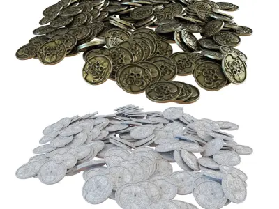 Pile of coins Low-poly 3D model