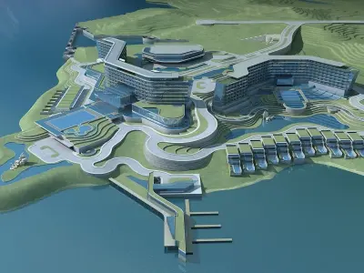 Beachfront Hotel 1 3D model