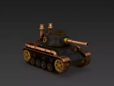 Steampunk Fantasy Tank 3D Model Low-poly 3D model