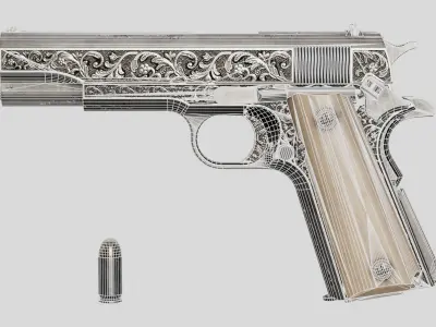 Colt M1911 Standard Carved Version Low-poly 3D model