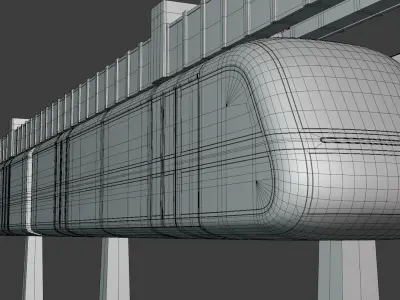 Elevated and maglev trains collection 3D Model Pack