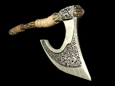 viking axe Low-poly 3D model 17