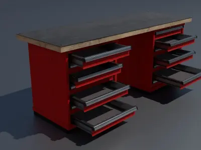 Workshop workbench 1 PBR 3D model