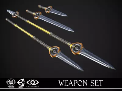 Melee Weapon Set A7 3D Model Collection