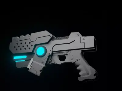Low-poly fully rigged sci-fi gun Low-poly 3D model