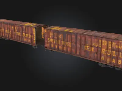 Rusty Boxcars  Weathered Train Cargo 3D model