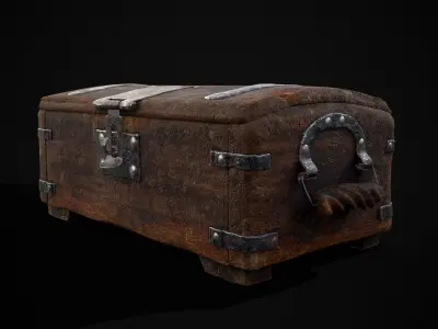 Old Rustic Rose Wood Chest Low-poly 3D model