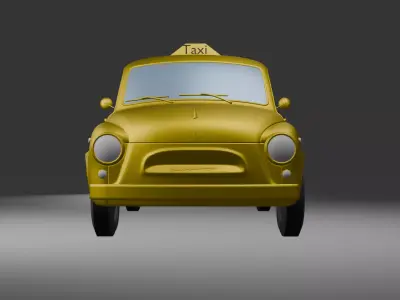 Low Poly Vintage Yellow Taxi Car 3D Model Low-poly 3D model