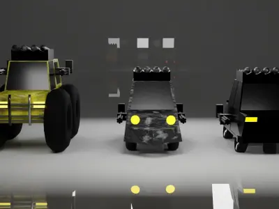 PolyCar toy truck with wheels and lights Free 3D model