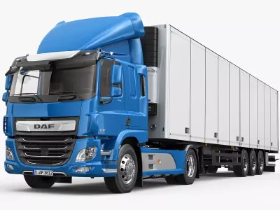DAF CF Sleeper Cab With detailed Semi-trailer 3D model