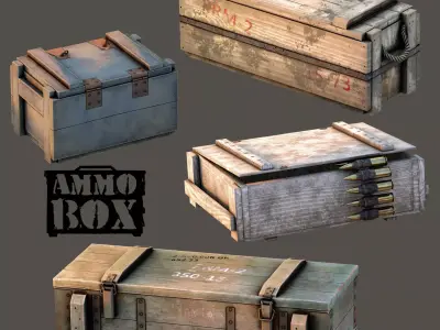 Ammobox wooden Low-poly 3D model