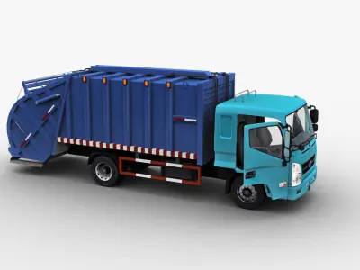 Garbage Truck with interior Low-poly 3D model