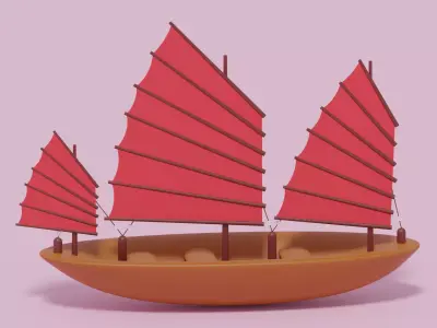 Asian Junk Ship 3D model