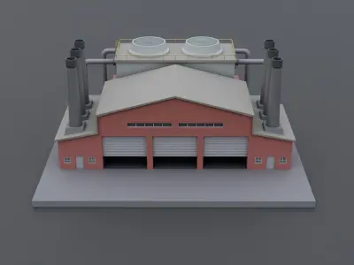 Isometric Factory 1 Low-poly 3D model