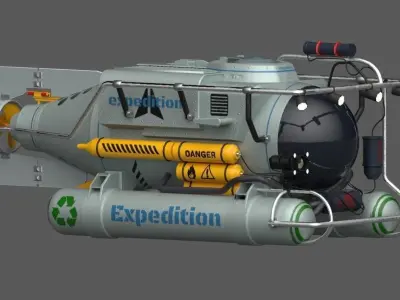 exploration submarine Low-poly 3D model
