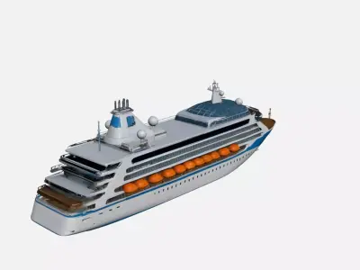 Modern Luxury Cruise Ship - Sleek 3D Ocean Liner Model 02 3D model
