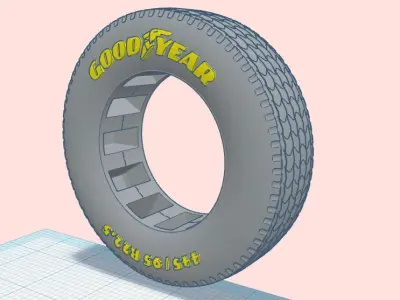 1-25th scale semi truck and trailer tires 22-5 inch 3D print model