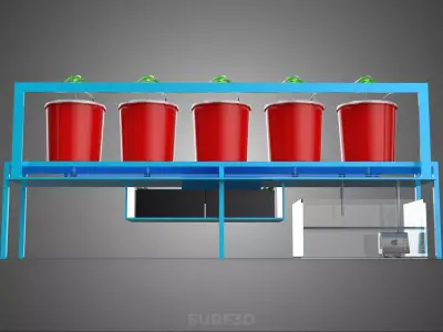 IOT SMART CONTROL DUTCH BUCKET HYDROPONIC SYSTEM SETUP PLANT POT 3D model