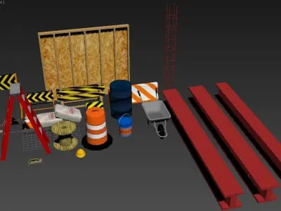 Construction Objects Low-poly 3D model purchase