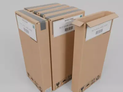 Cardboard Box R-024 - Rigged and Customizable Low-poly 3D model