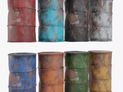 Old Metal Barrels Low-poly 3D model