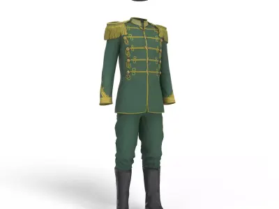 Vintage Military Uniform Green Game Ready Low-poly 3D model