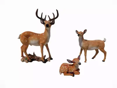 deer Quadrupedal Animals Low-poly 3D model