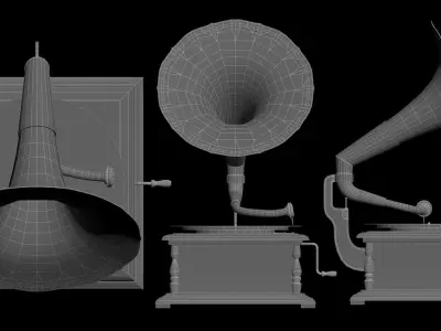 PBR Gramophone Low-poly 3D model