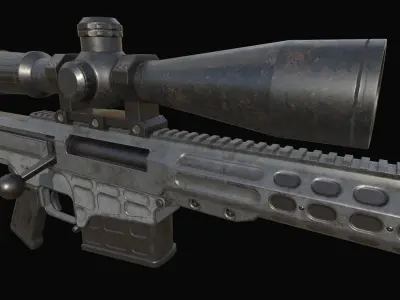 Barrett MRAD Sniper Rifle Low Poly for Games Low-poly 3D model