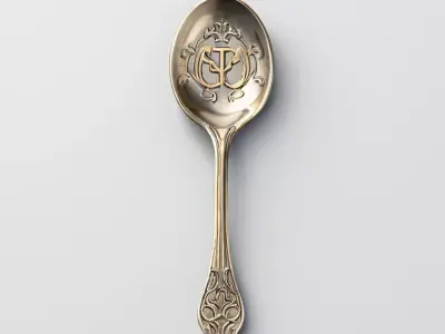 Ornate Vintage Sugar Spoon 3D Model Low-poly 3D model
