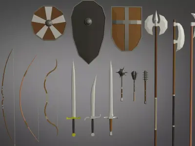 Low-Poly Stylized Medieval Weapons Low-poly 3D model