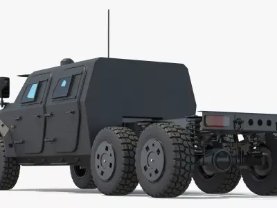 Military Off Road Chassis Truck Black Simplified 3D model