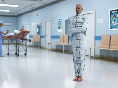 Male Figure in Straitjacket 3D model