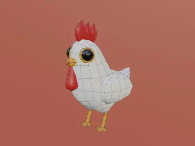 White Chicken Low-poly 3D model