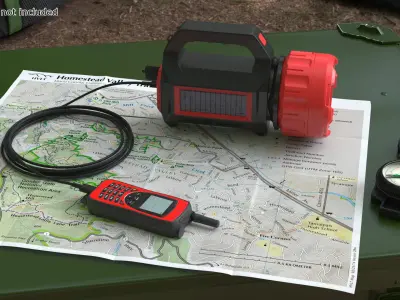 Power Bank Flashlight with Field Phone Red 3D model