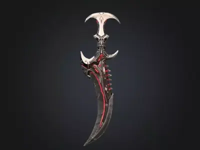 Bloodfang Reaper Dark Fantasy Demon Dagger Low-poly 3D model
