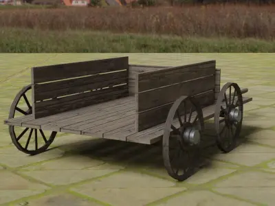 Cart collection low poly wooden Low-poly 3D model