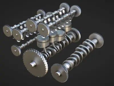 Engine Parts Low-poly 3D model