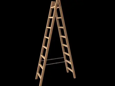 Wooden Stepladder Low-poly 3D model